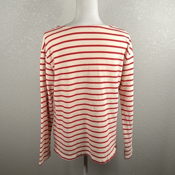 Old Navy Cream & Red Striped Boatneck Long Sleeve Top Size Medium - Picture 3 of 5